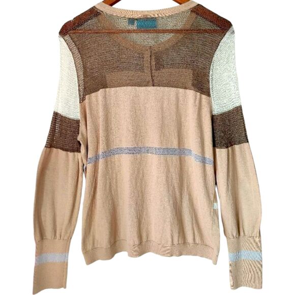 Simply Vera by Vera Wang Sheer Knit Colorblock Cardigan Button-Up Sweater Sz XL - Picture 12 of 14